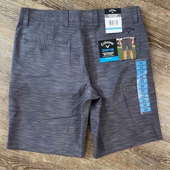 Callaway Golf Shorts Men 32 Black Gray Chino Active Waistband OPTI DRI Stretch - Picture 5 of 8